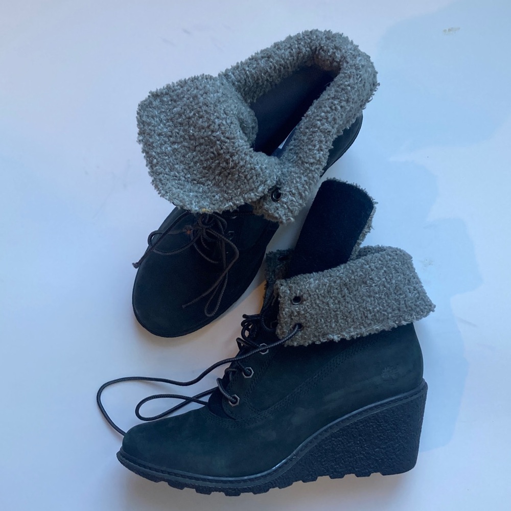 Timberland Earthkeepers Wedge Black and Gray Winter Boots